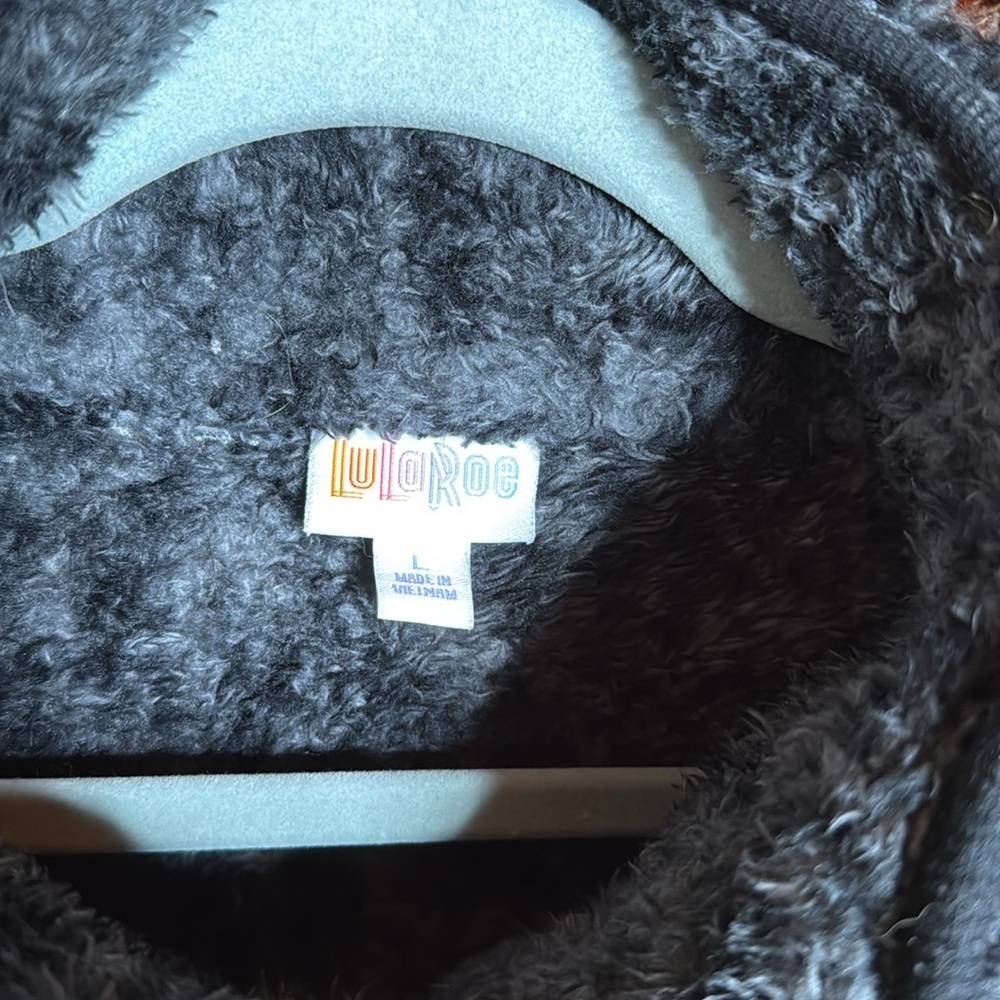 LuLaRoe Nancy Half Zip Pullover SO SOFT Gray Black Size Large - Picture 6 of 10